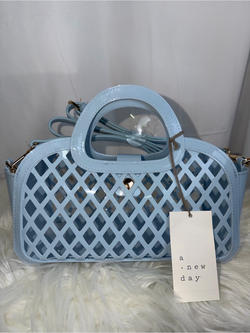 a new day Light Blue Lattice Mini Tote Bag